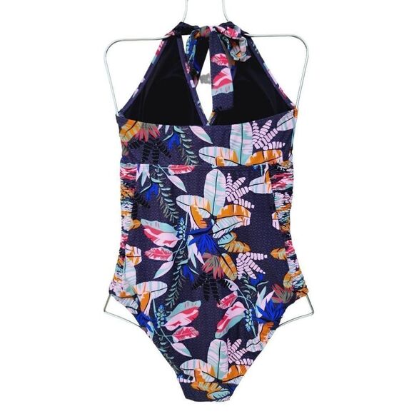 Motherhood Maternity One Piece Swimsuit Ruched Floral Swim Halter Womens Size L - Picture 5 of 7